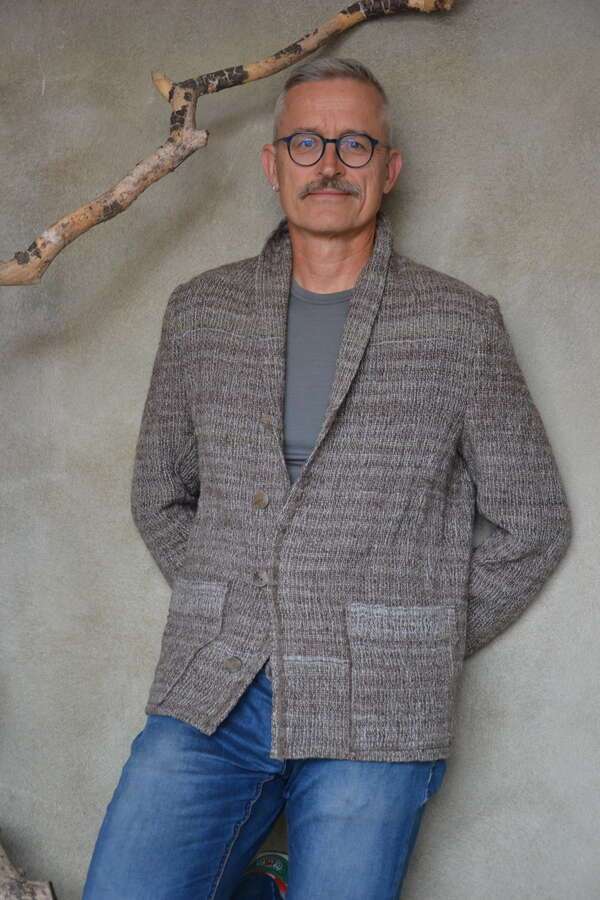 jacke daniele schalkragen graubraun