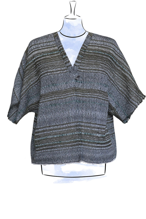 Leichte Fledermausweste Tanja aus Wolle, olivgrün Detail 01