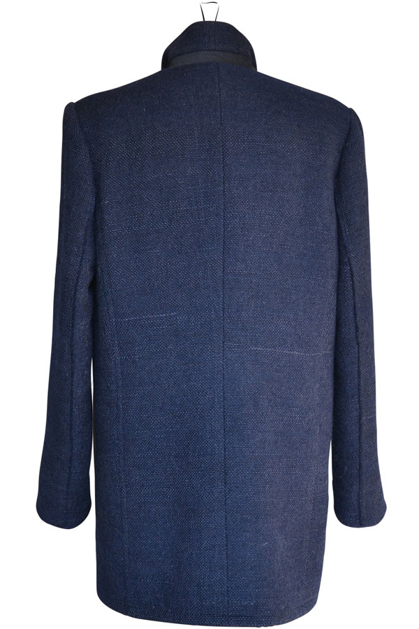 Kurzmantel Matteo Wolle/Flanell mit echten Hornknöpfen, dunkelblau // Rücken