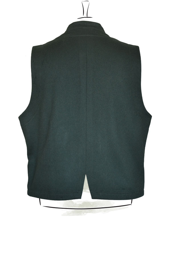 Weste Alessio aus Wolle, Rücken grüner Loden Detail 01