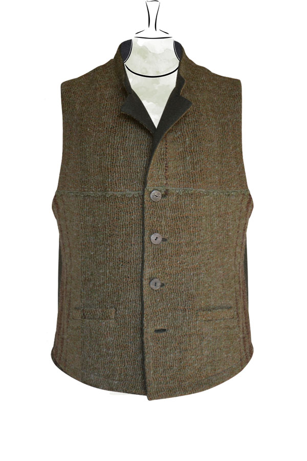 Weste Davide, gewalkter Stoff/Flanell, grünbraun // Front