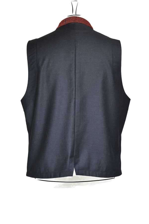 Weste Rocco aus reiner Wolle, Rücken dunkelgrauer Flanell