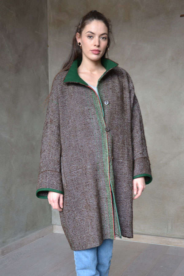 Wollkimono-Mantel Carmela braun