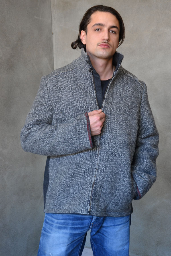 Solide Herren Reißverschluss-Jacke Camillo aus Wolle / Stoff Detail 01