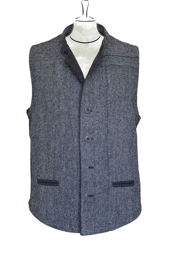 Herren Weste Franco aus reiner Wolle, Rücken Flanell, grau // Front