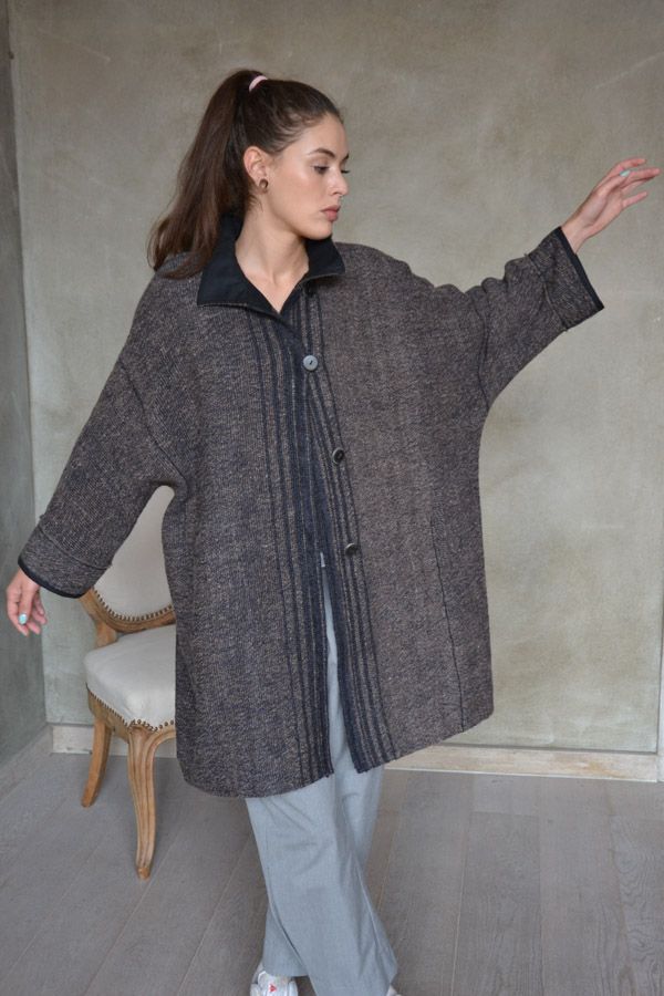 Knielanger Kimono Wollmantel Michaela
